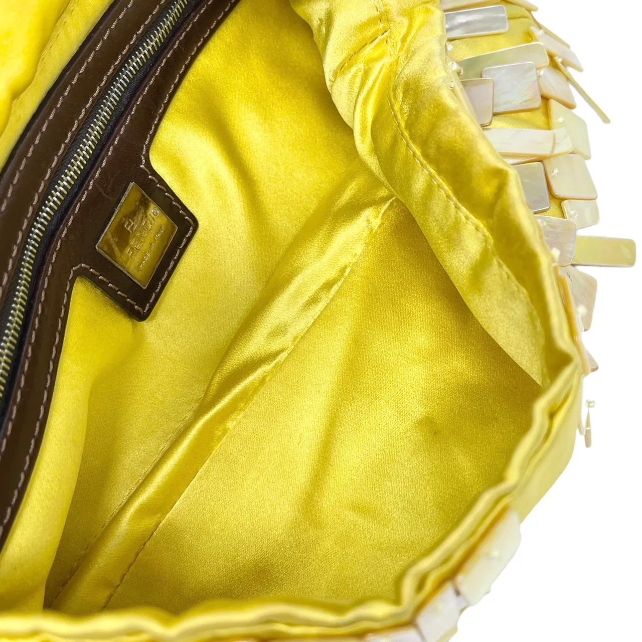 Fendi Yellow Satin Shell Baguette