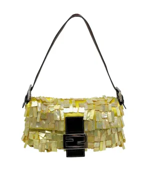 Fendi Yellow Satin Shell Baguette