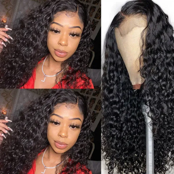 【Flash Sale】Water Wave 4x4 Lace Closure Glueless Natural Black Human Hair Wigs