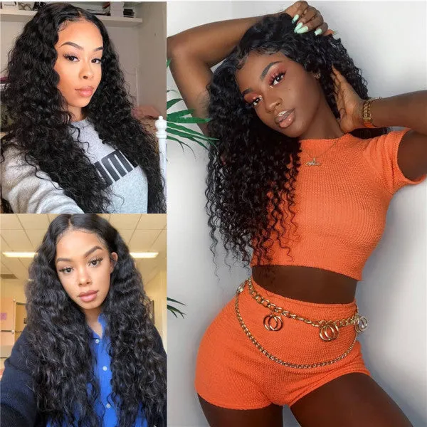 【Flash Sale】Water Wave 4x4 Lace Closure Glueless Natural Black Human Hair Wigs
