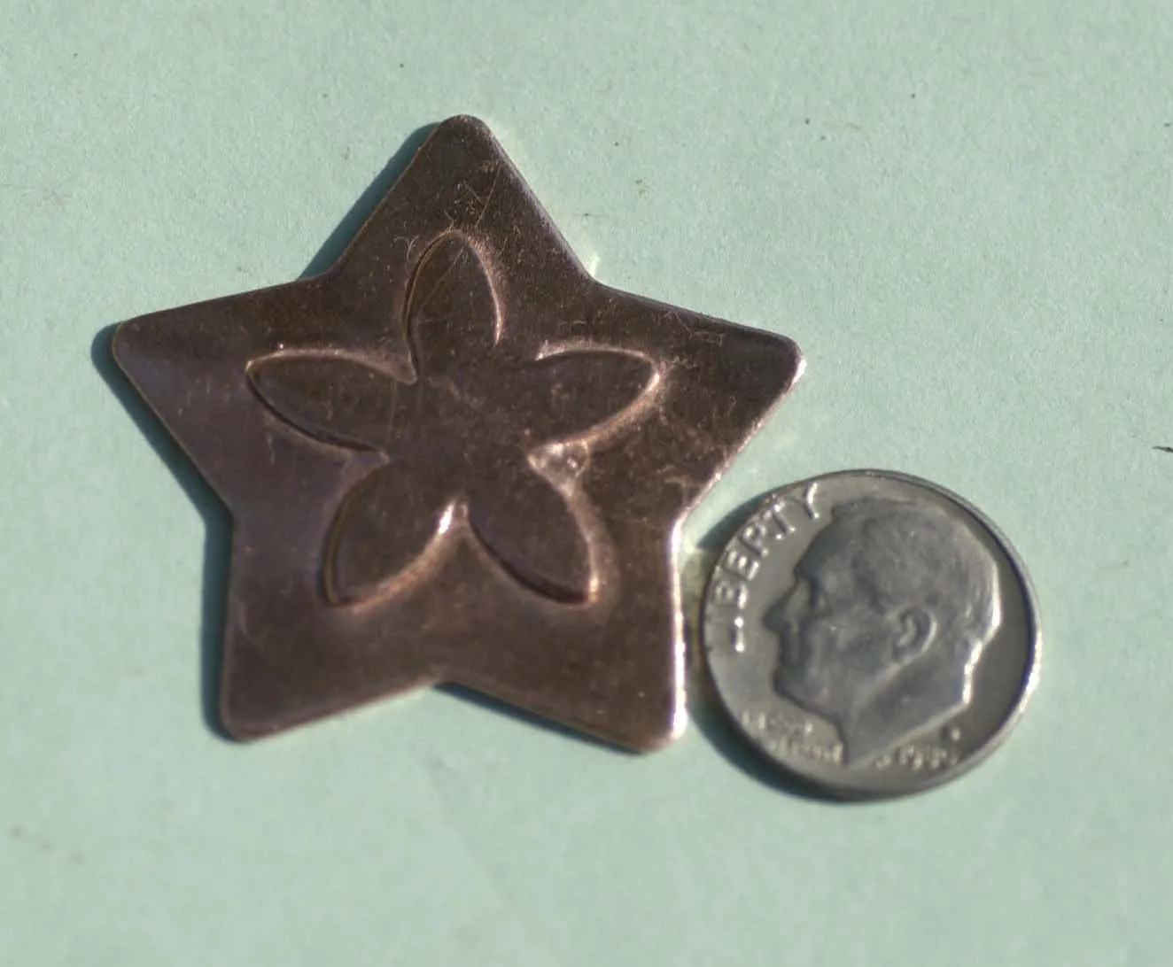 Flowery Star Embossed Blank Cutout for Enameling Stamping Texturing Metalworking Jewelry Making Blanks
