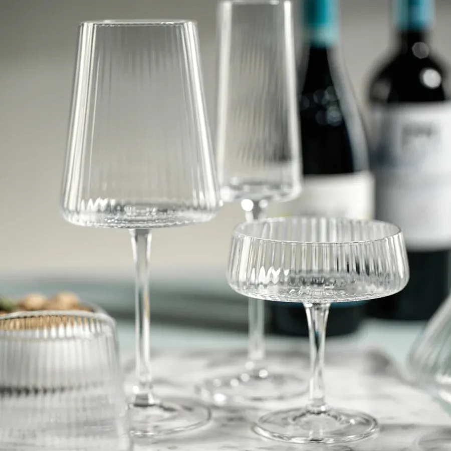 Fluted Stemmed Wine Glass
