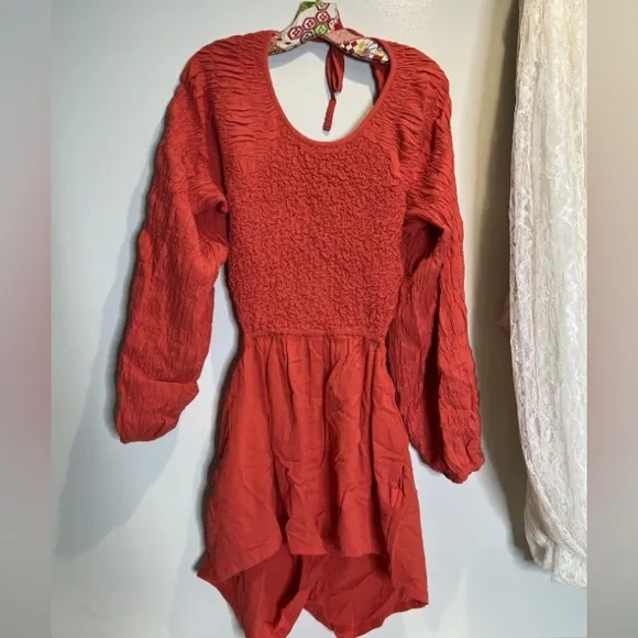 ❤️‍🔥FP Brandi Romper Smocked Balloon Long Sleeve Open back Playsuit