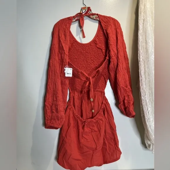 ❤️‍🔥FP Brandi Romper Smocked Balloon Long Sleeve Open back Playsuit