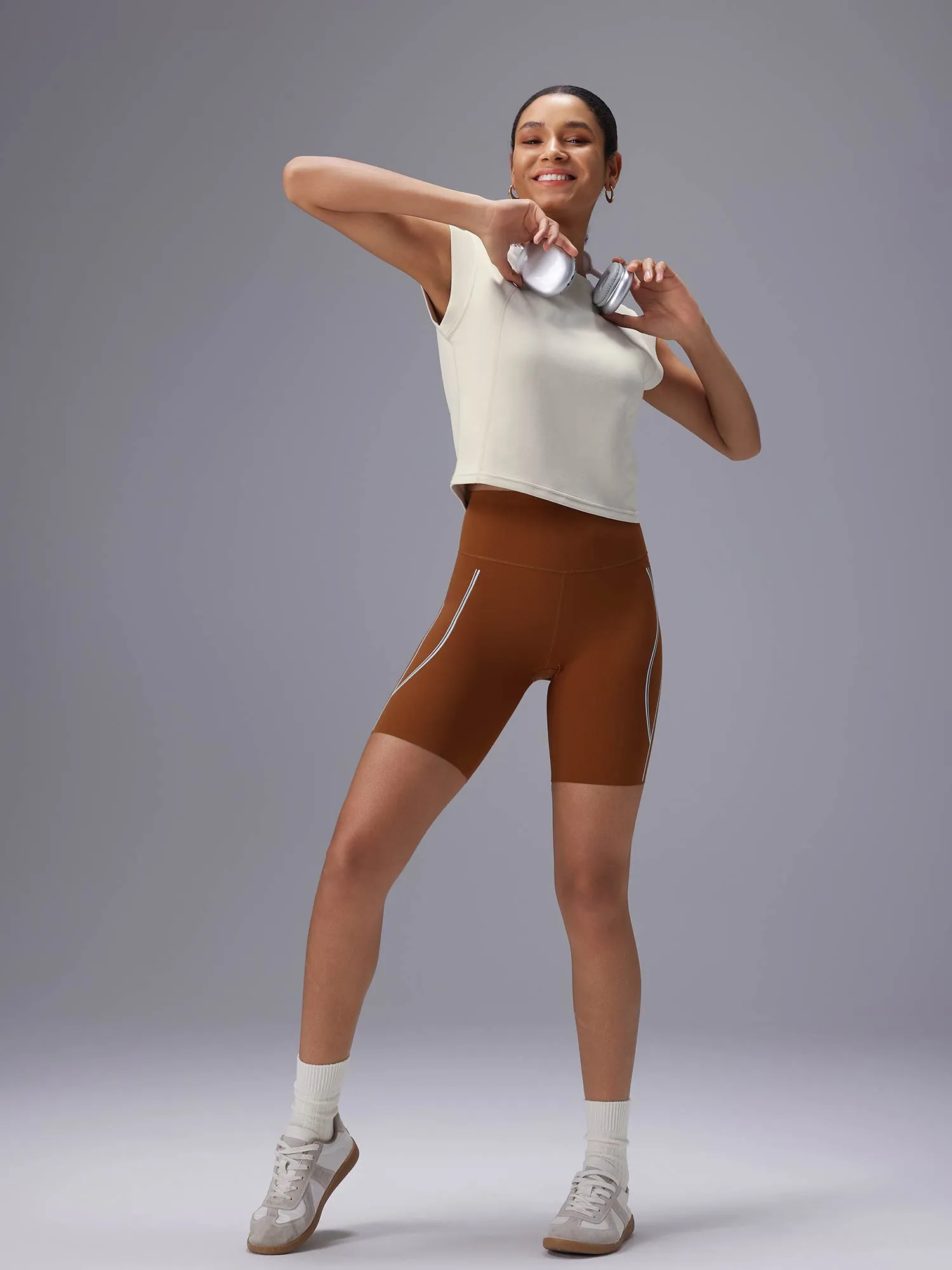 Freeleaf 8" High Rise Stripe Print Shorts