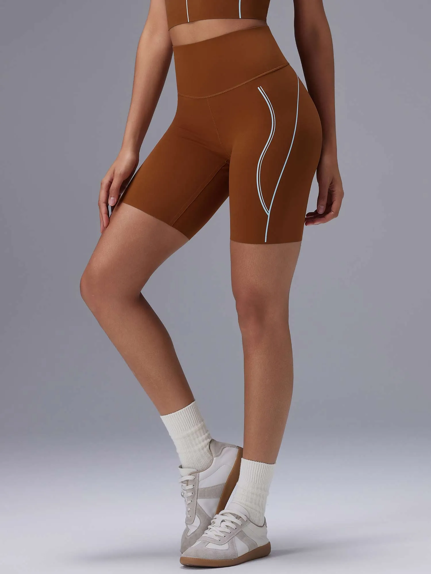 Freeleaf 8" High Rise Stripe Print Shorts