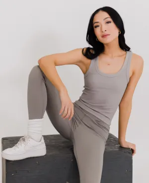 Full Length Ribbed Tank - Slate Gray