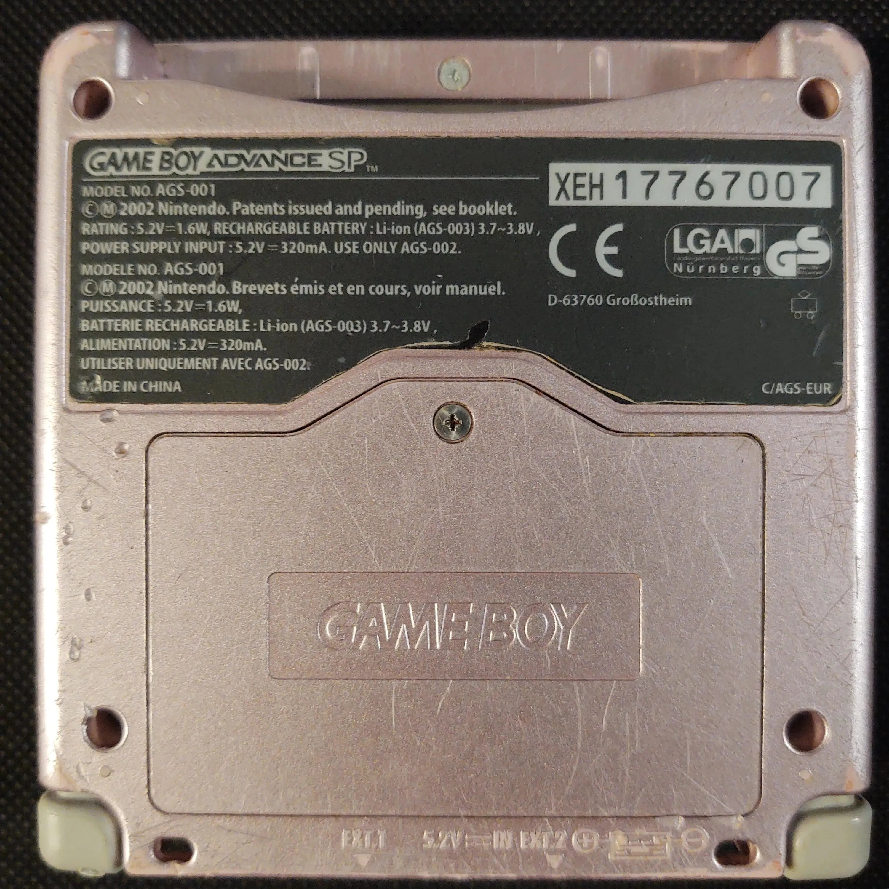Gameboy Advance SP 001 konsol (Pink) (kosmetiske fejl)