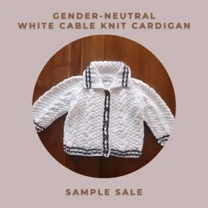 Gender-neutral White Cable Knit Cardigan