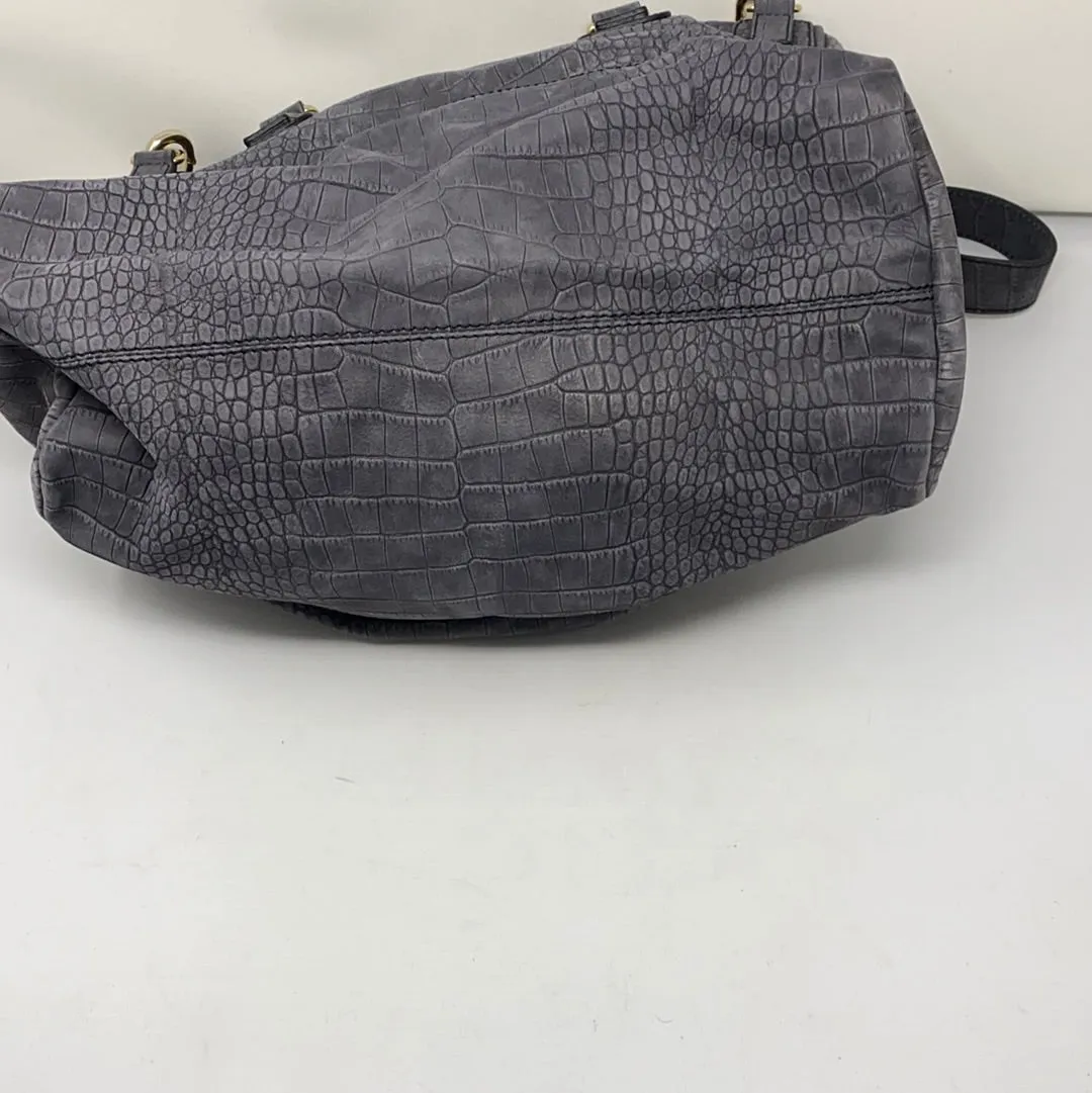 Givenchy Grey Croc Embossed Nubuck Large Pandora Bag