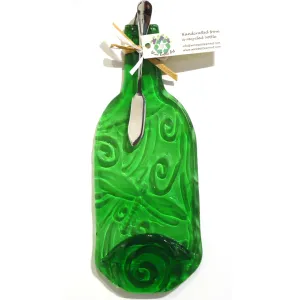 Glass Cheese Platter - Green Dragonfly