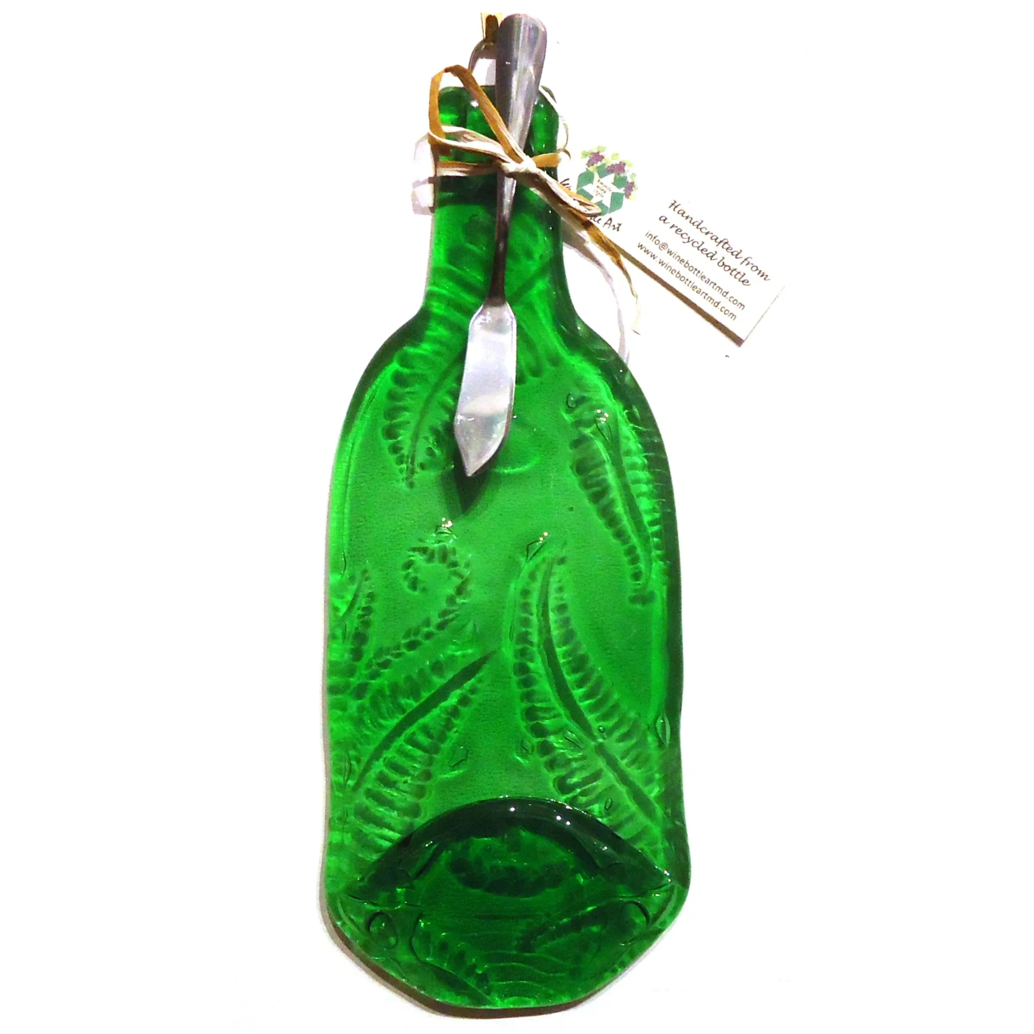 Glass Cheese Platter - Green Fern
