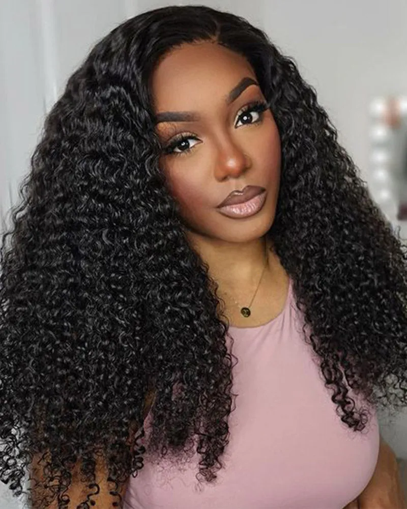 Glueless 6x5 Pre-Cut Lace Closure Jerry Curly Easy-Wear Upgrade Lace Natural Black Human Hair Wig Beginner-Friendly