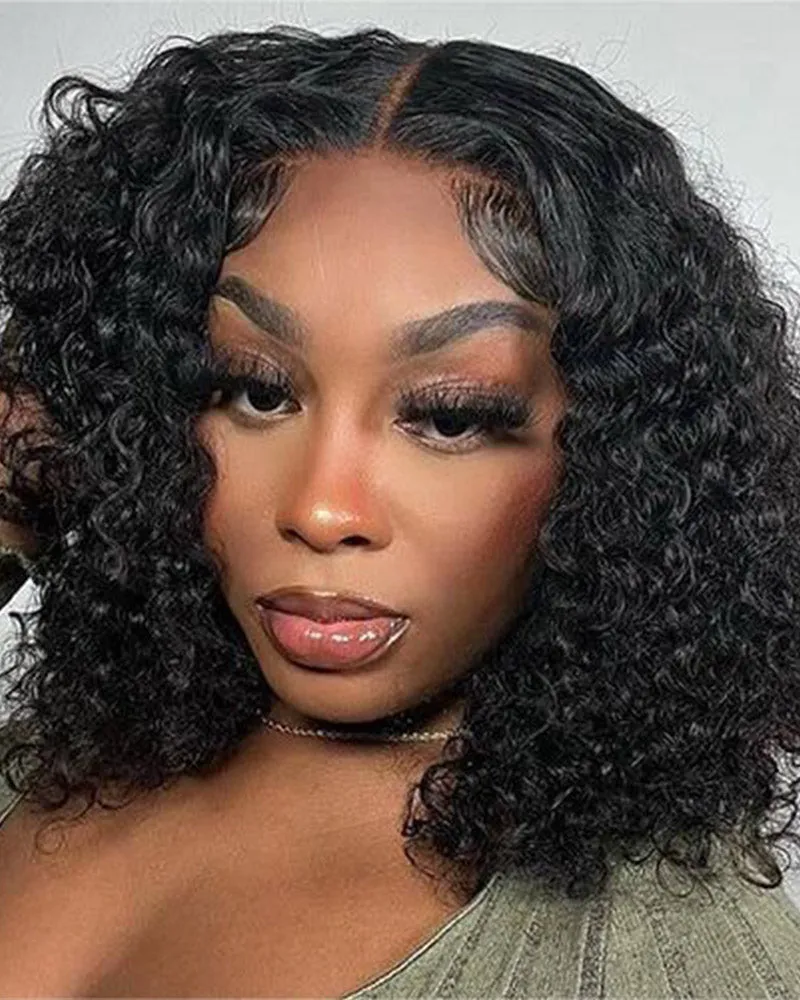 Glueless 6x5 Pre-Cut Lace Closure Jerry Curly Easy-Wear Upgrade Lace Natural Black Human Hair Wig Beginner-Friendly