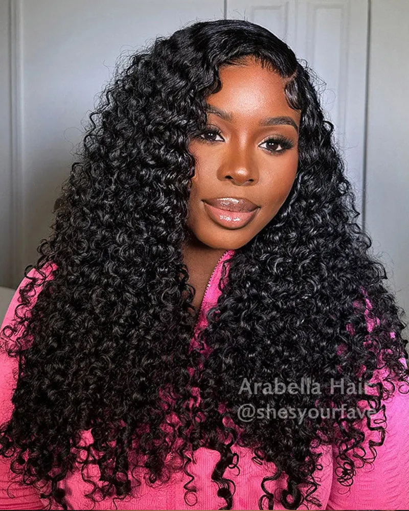 Glueless 6x5 Pre-Cut Lace Closure Jerry Curly Easy-Wear Upgrade Lace Natural Black Human Hair Wig Beginner-Friendly