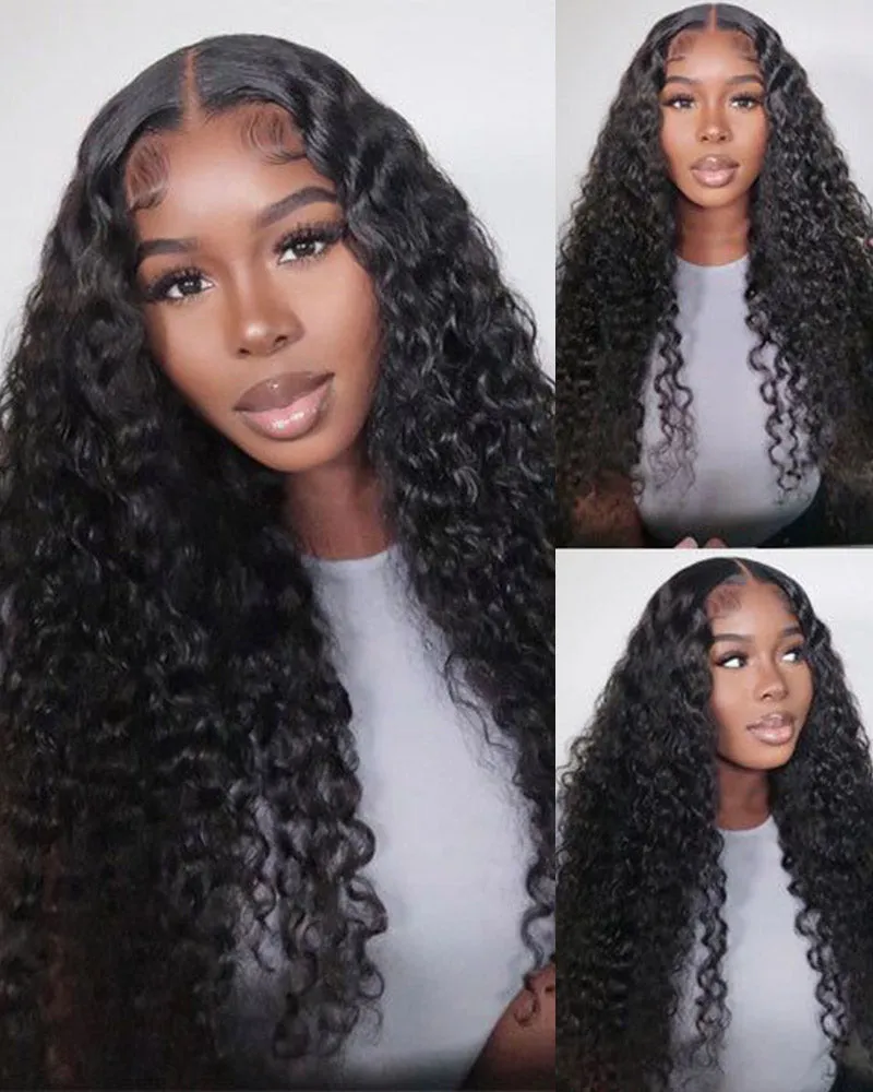 Glueless 6x5 Pre-Cut Lace Closure Jerry Curly Easy-Wear Upgrade Lace Natural Black Human Hair Wig Beginner-Friendly