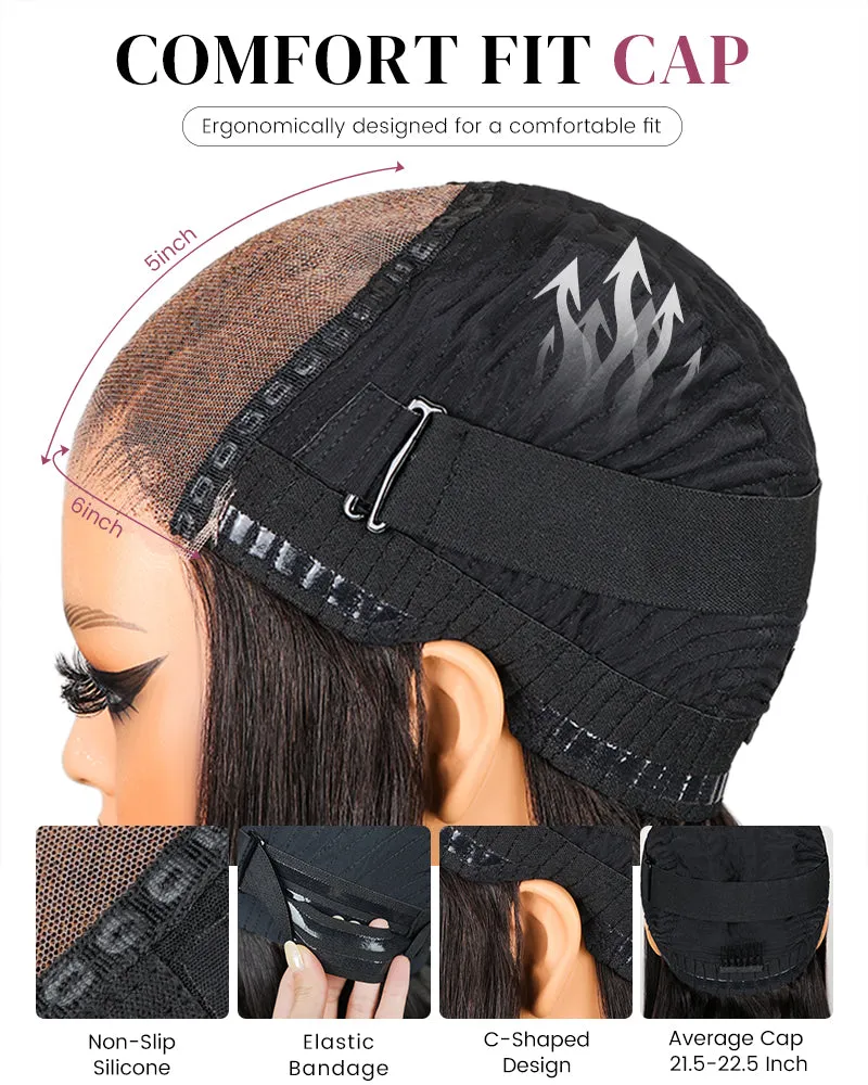 Glueless Natural Black Wavy Blowout 6x5 Pre-Cut Lace Human Hair Wigs