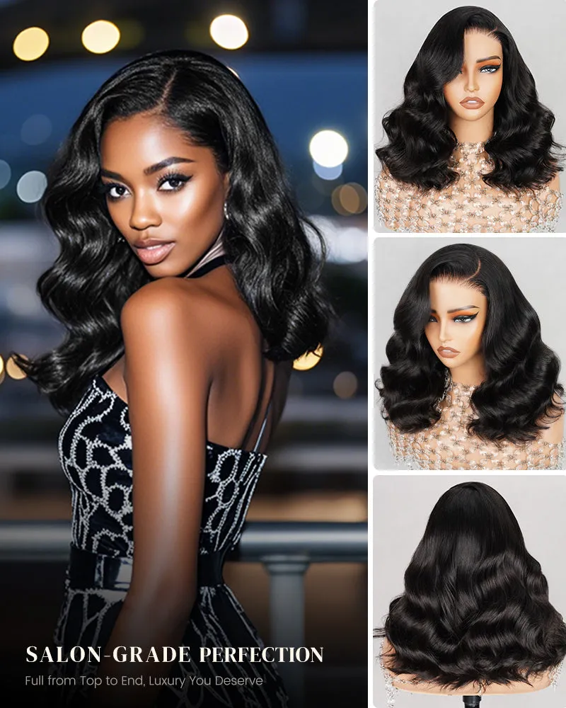 Glueless Natural Black Wavy Blowout 6x5 Pre-Cut Lace Human Hair Wigs
