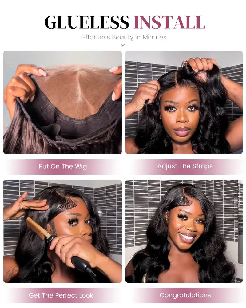 Glueless Natural Black Wavy Blowout 6x5 Pre-Cut Lace Human Hair Wigs