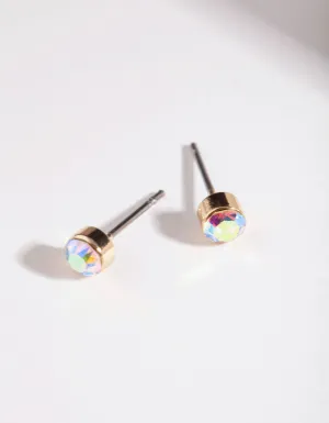 Gold Mini Diamante Stud Earrings