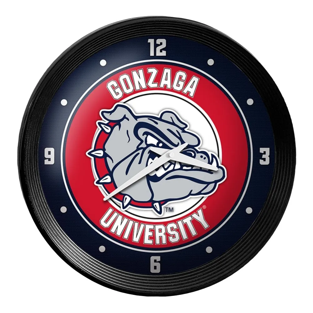 Gonzaga Bulldogs: Ribbed Frame Wall Clock