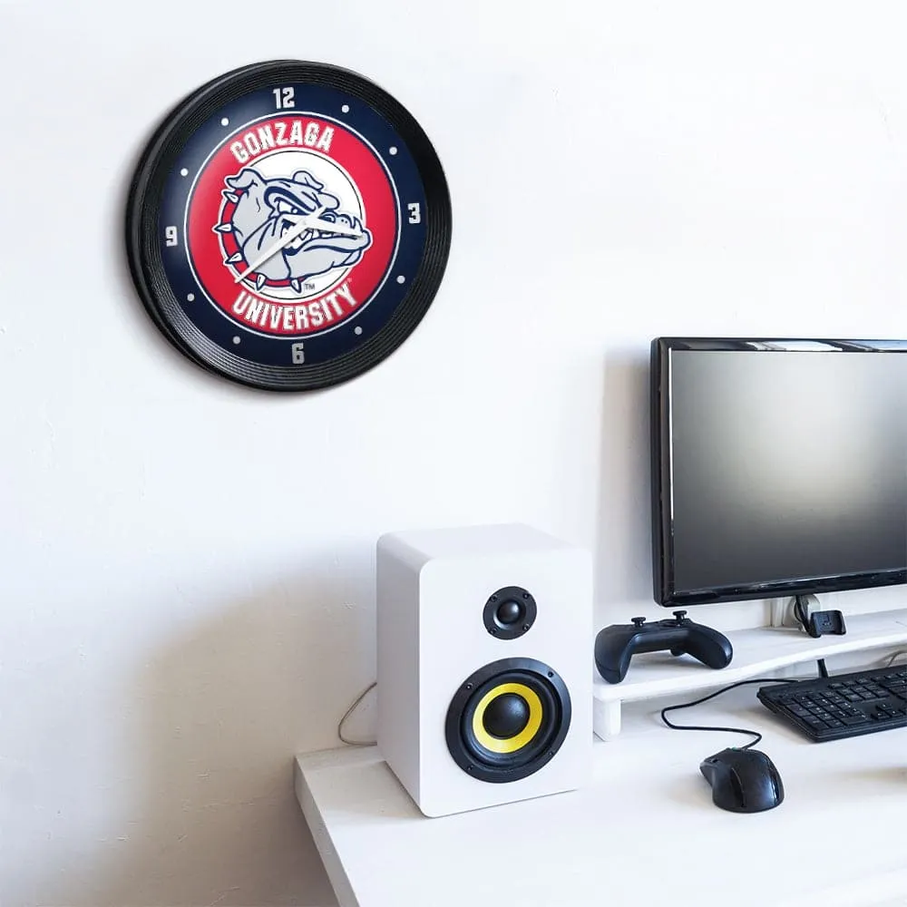 Gonzaga Bulldogs: Ribbed Frame Wall Clock