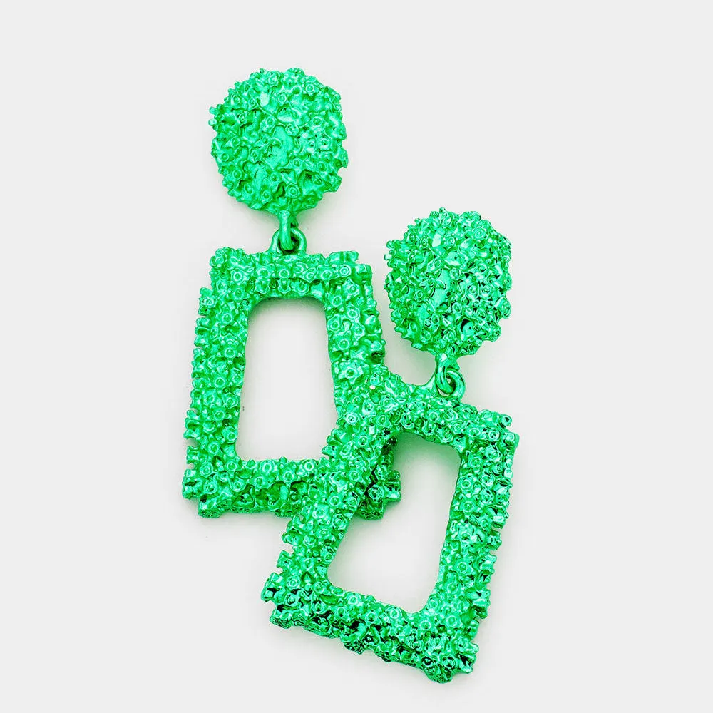 Green Metal Fun Fashion Knocker Earrings | Fun Fashion Earrings | 486586