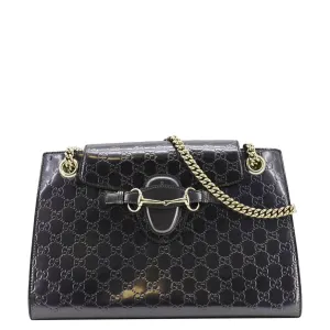 GUCCI Emily Large Guccissima Patent Leather Shoulder Bag Dark Violet 295403