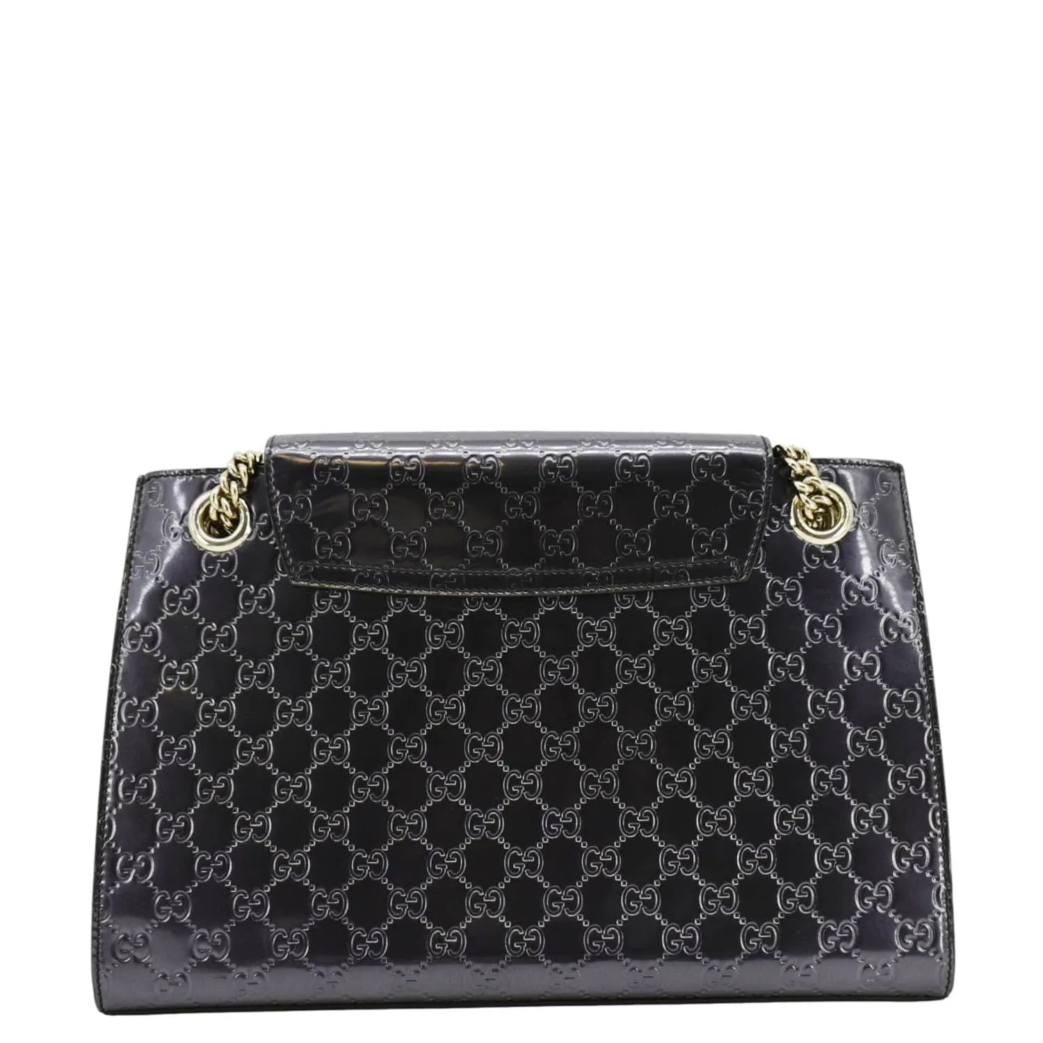 GUCCI Emily Large Guccissima Patent Leather Shoulder Bag Dark Violet 295403