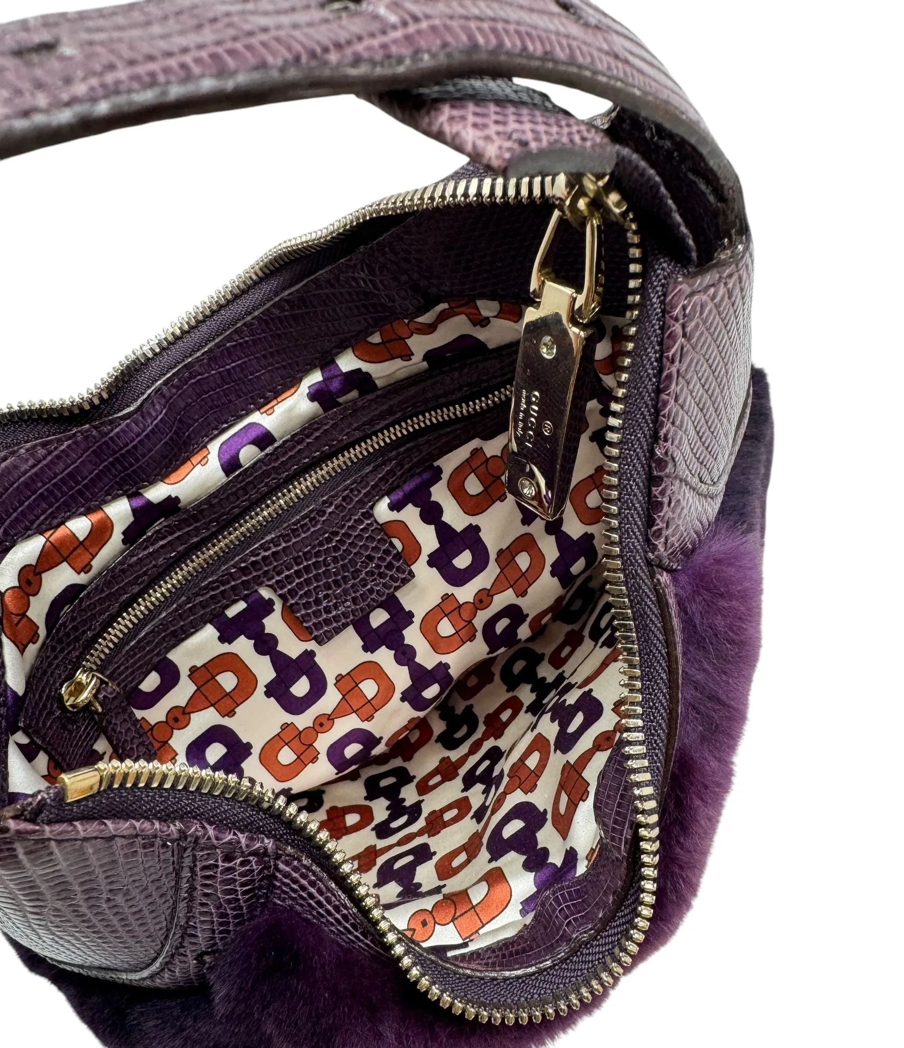 Gucci Purple Rhinestone Clasp Bag