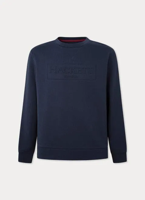 Hackett Mens Embossed crew jumper - Navy