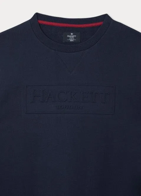Hackett Mens Embossed crew jumper - Navy