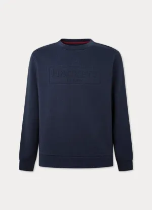 Hackett Mens Embossed crew jumper - Navy