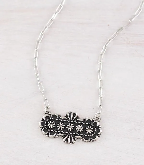 Haldi Fashion Silver Burst Scalloped Bar Necklace or Earrings - 18"