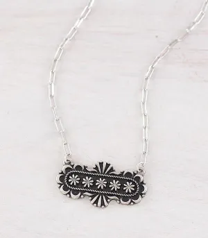 Haldi Fashion Silver Burst Scalloped Bar Necklace or Earrings - 18"