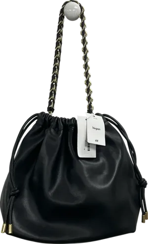 H&M Black Vegan Leather Pouch Bag With Chain Detail Strap One Size