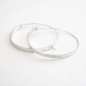 Hand-Made Rectangular Lightweight Large Hoops in Honey Colored Brass / Sterling Silver - 0255