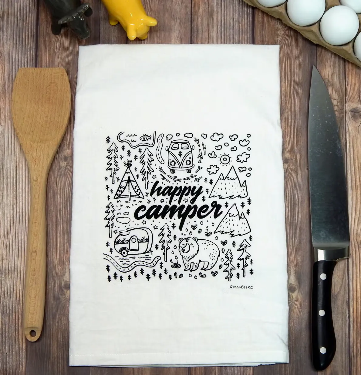 Happy Camper Tea Towel