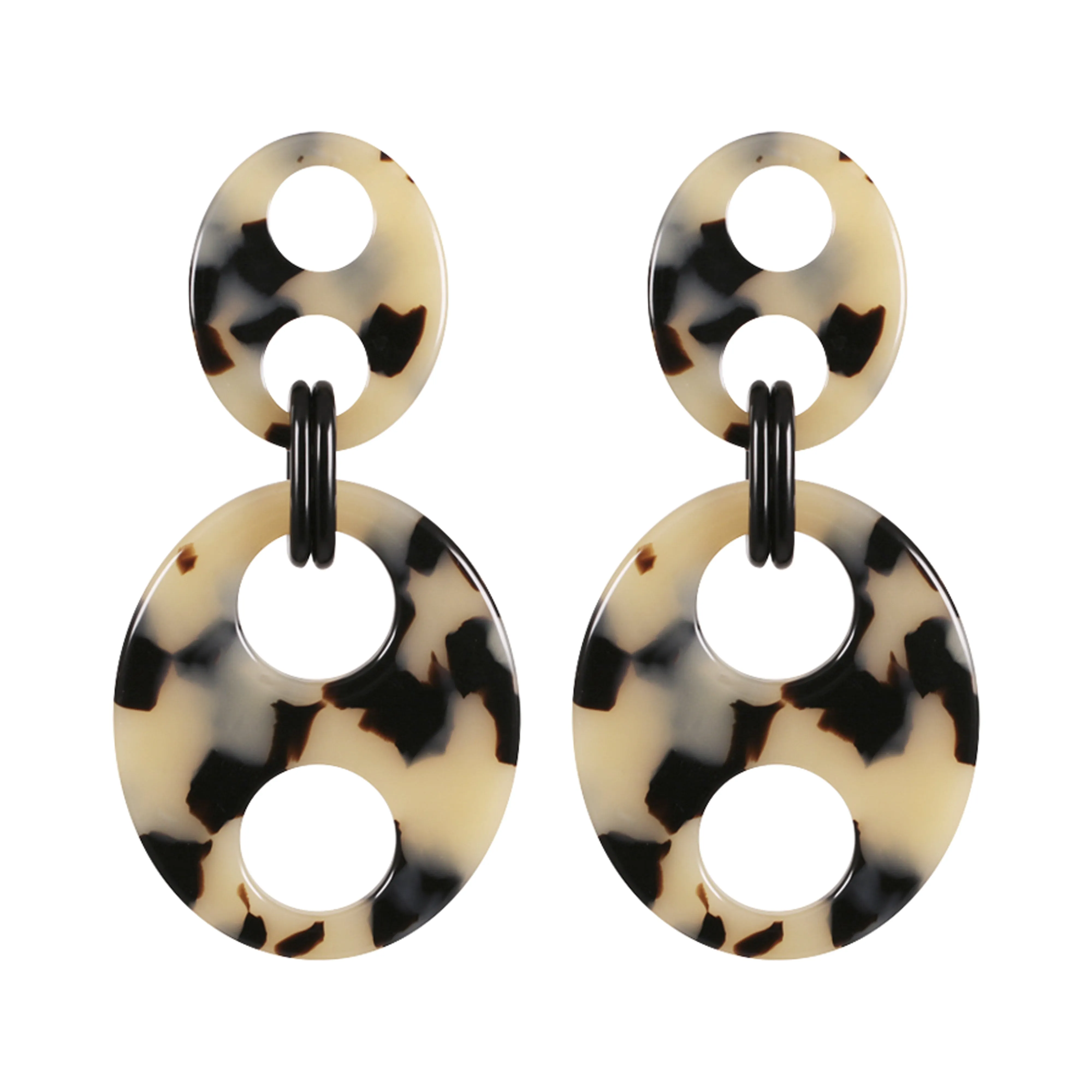 Haricot Double Medium Light Tortoiseshell Stud Earrings