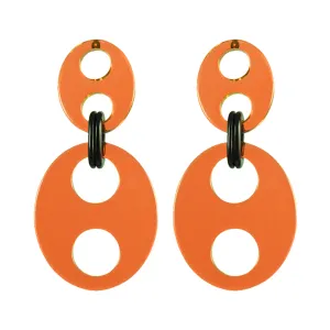 Haricot Double Medium Orange Stud Earrings