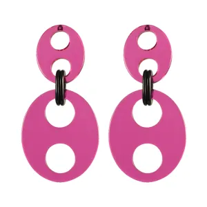 Haricot Double Medium Pink Stud Earrings