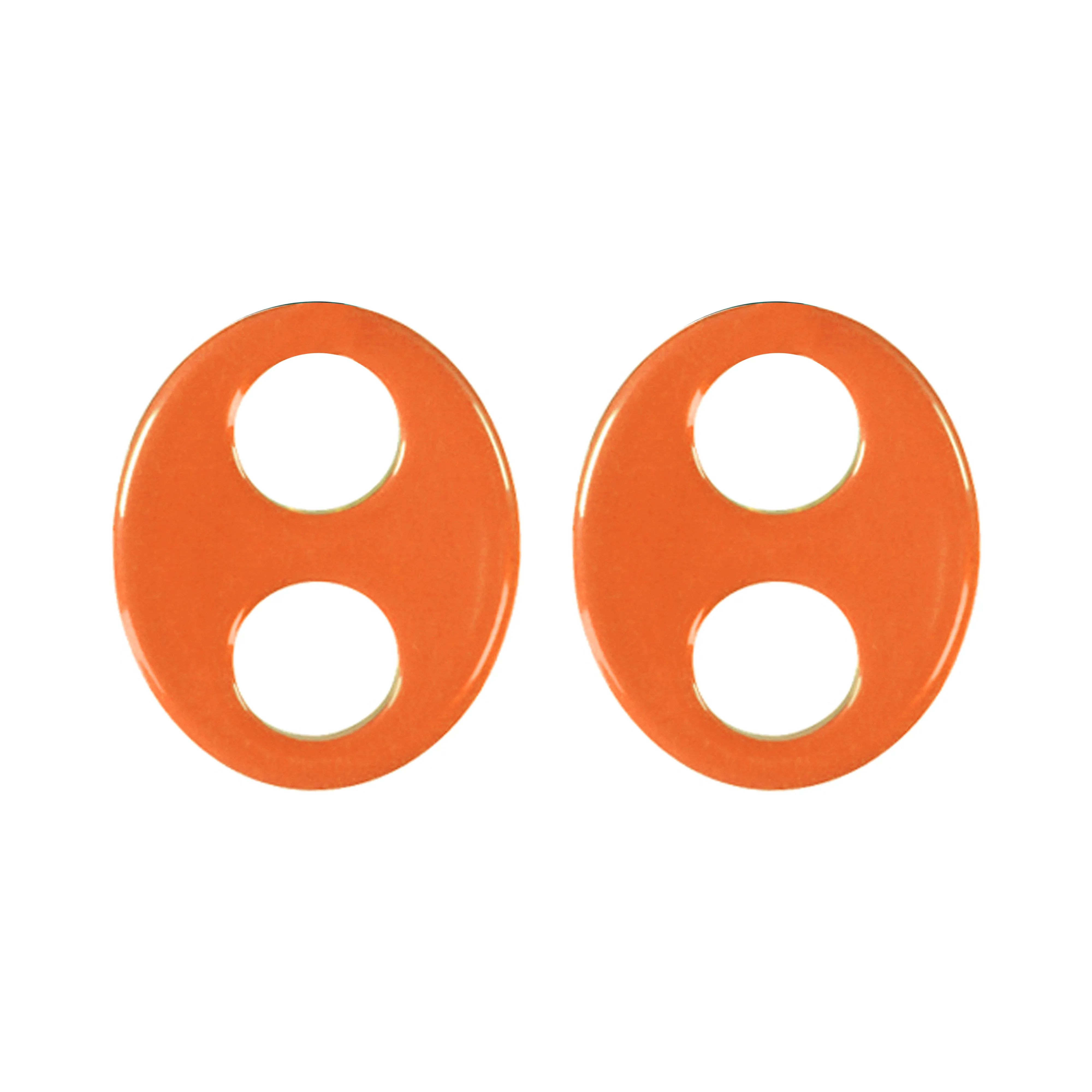 Haricot Single Medium Orange Stud Earrings