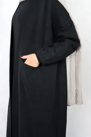 Heavy Sweater Abaya - Black