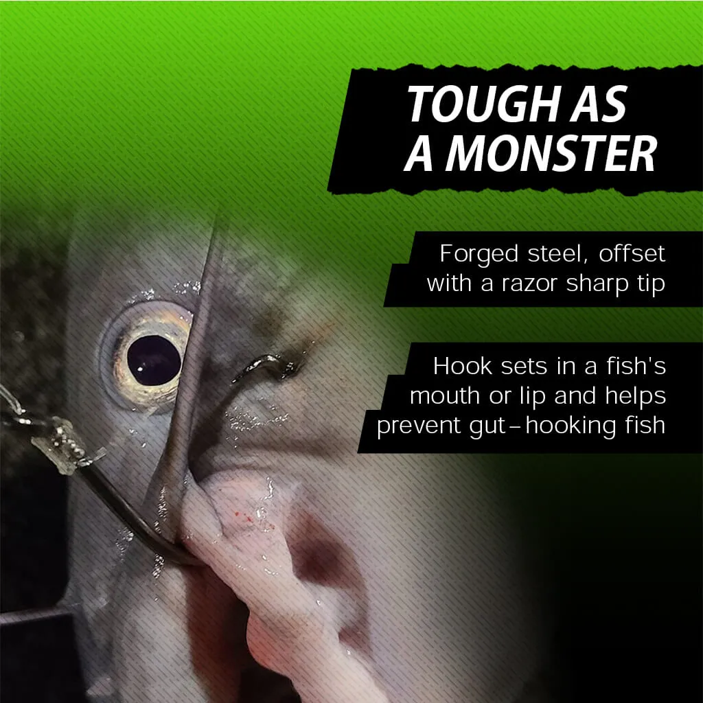 Heavyweight Circle Hooks, Octopus, Offset, Sharp for Trophy Catfish