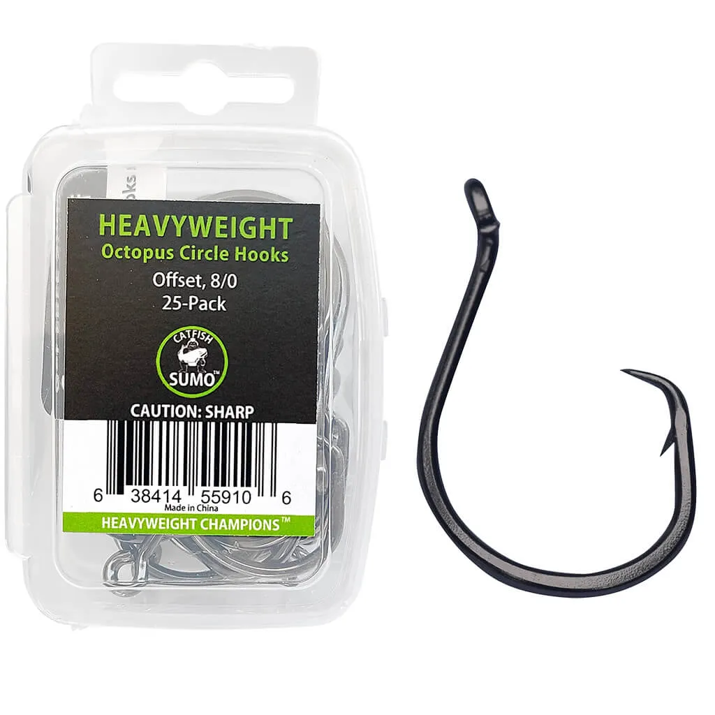 Heavyweight Circle Hooks, Octopus, Offset, Sharp for Trophy Catfish