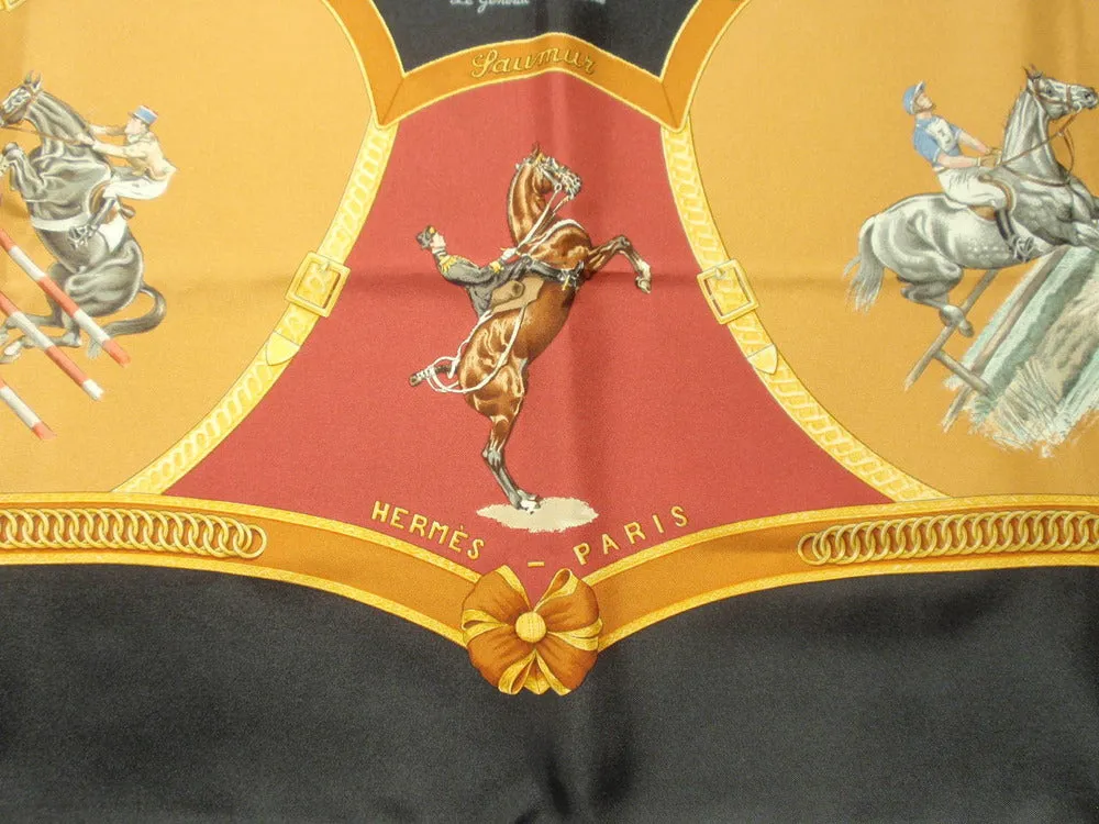 HERMES 1987 Vintage Ecole Française D'Equitation Silk Scarf