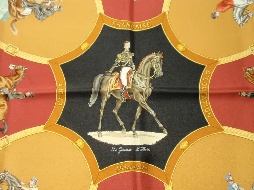 HERMES 1987 Vintage Ecole Française D'Equitation Silk Scarf