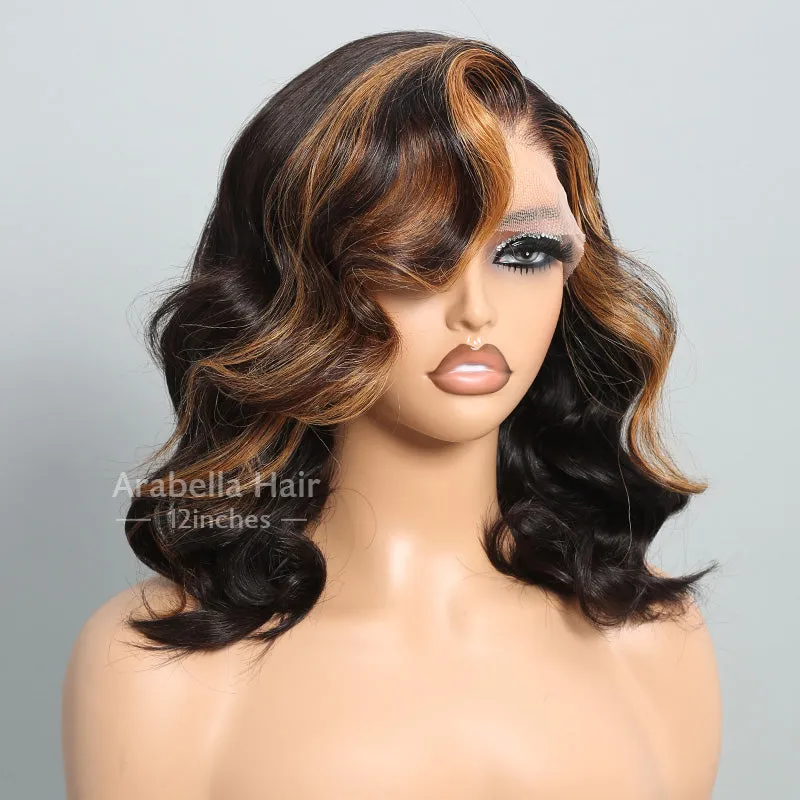 Highlight Colored Loose Body Wave Short Bob 6x5 Pre-cut Glueless Lace Double Drawn Human Hair Wigs