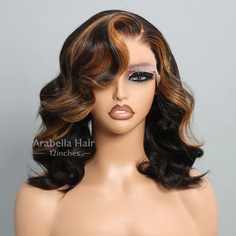 Highlight Colored Loose Body Wave Short Bob 6x5 Pre-cut Glueless Lace Double Drawn Human Hair Wigs