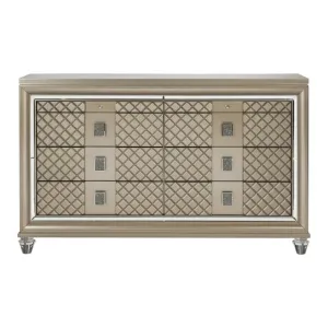 Homelegance Furniture Loudon 8 Drawer Dresser in Champagne Metallic 1515-5